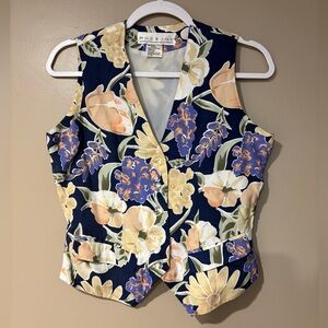 vintage bold floral menswear button up structured vest 90s phoebe buffay